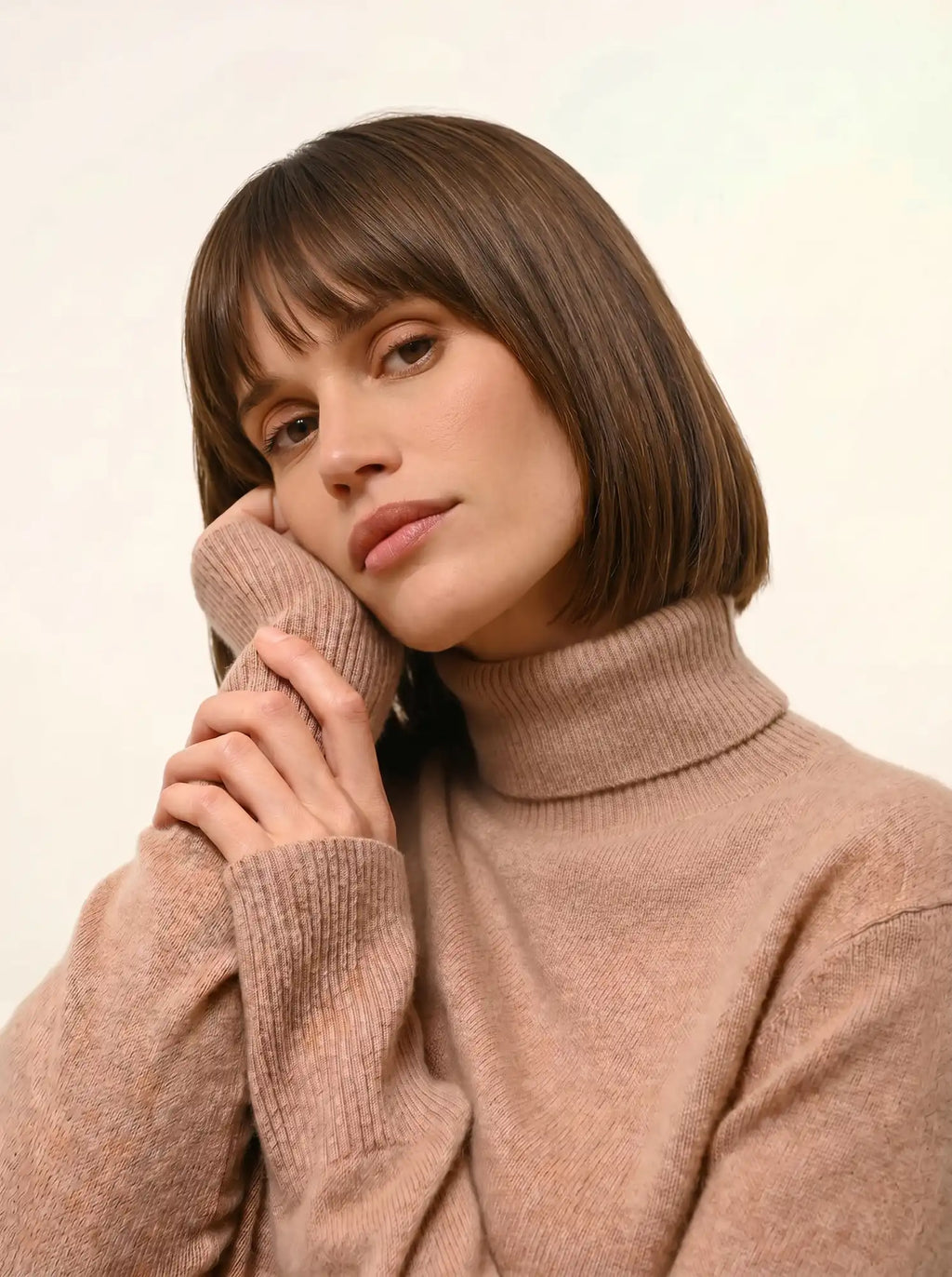LEXIE pullover rollkragen camel meliert