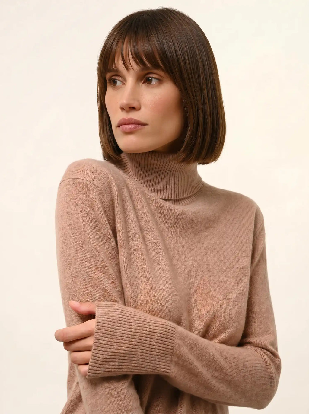 LEXIE pullover rollkragen camel meliert