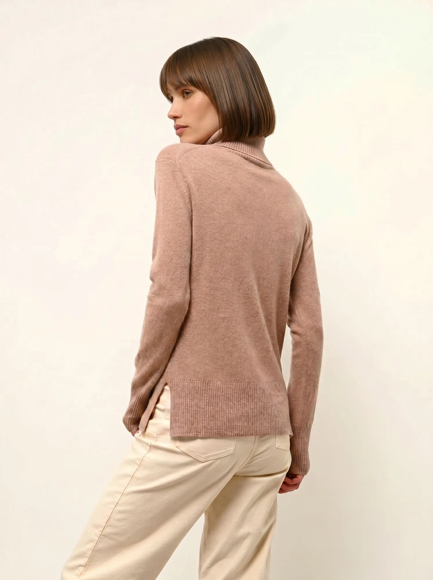 LEXIE pullover rollkragen camel meliert