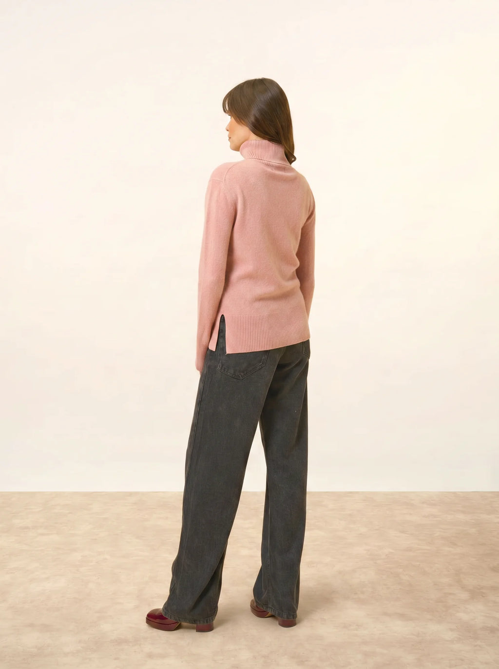 LEXIE pull col roulé bois de rose