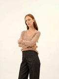 JOAN pullover v-ausschnitt camel meliert