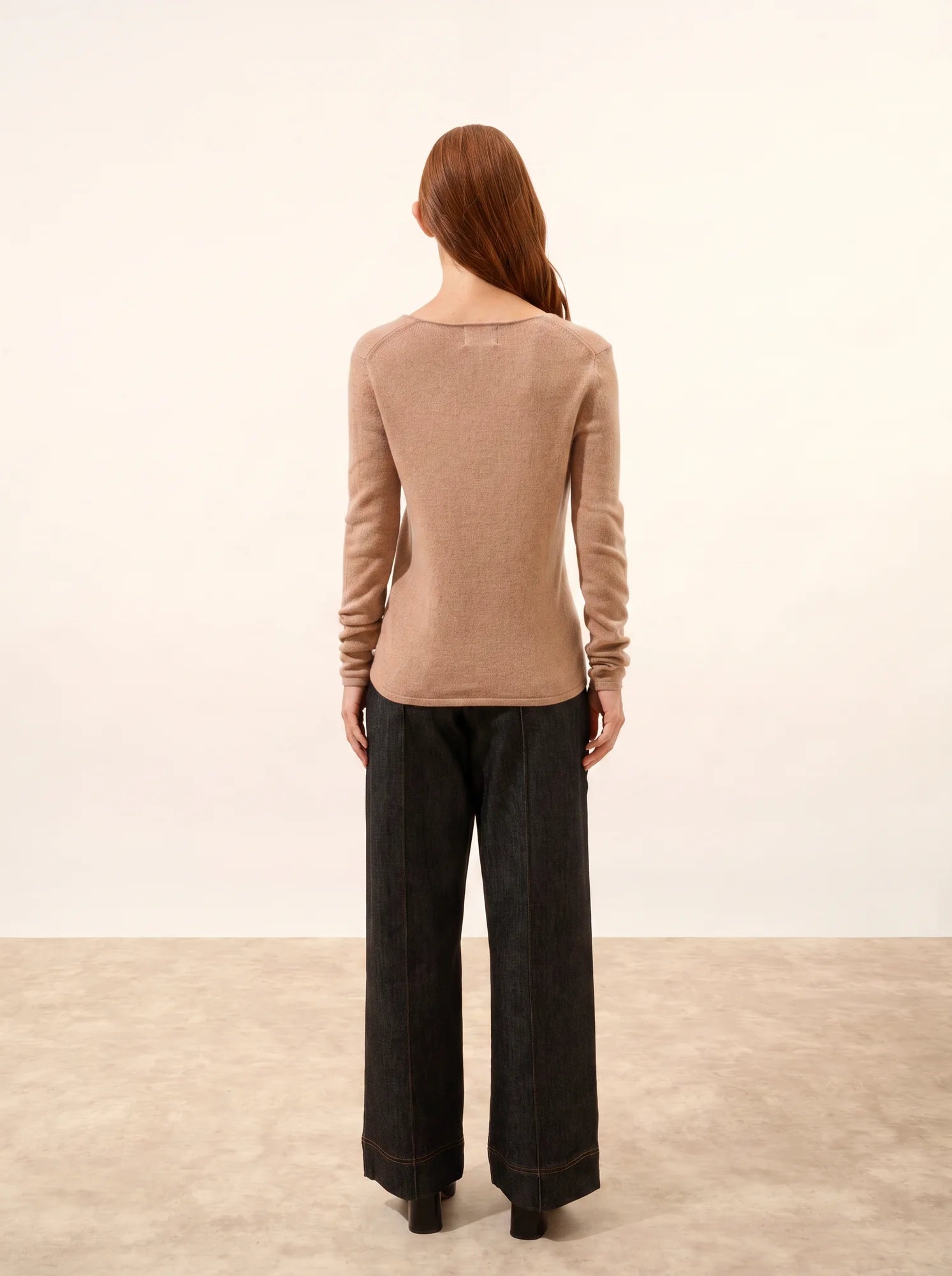 JOAN pullover v-ausschnitt camel meliert