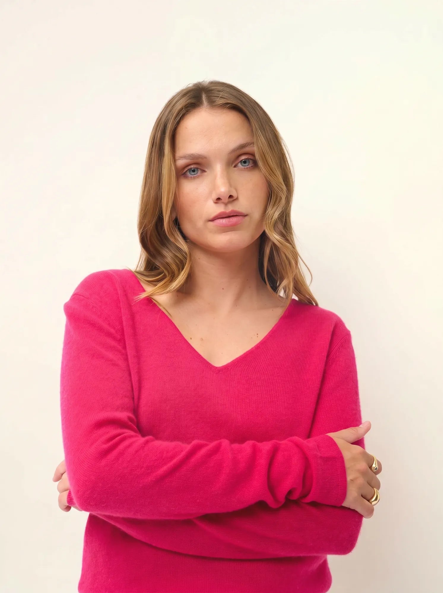 JOAN pullover v-ausschnitt fuchsia