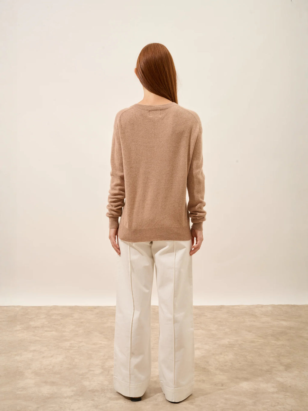 NORA pullover v-ausschnitt camel meliert