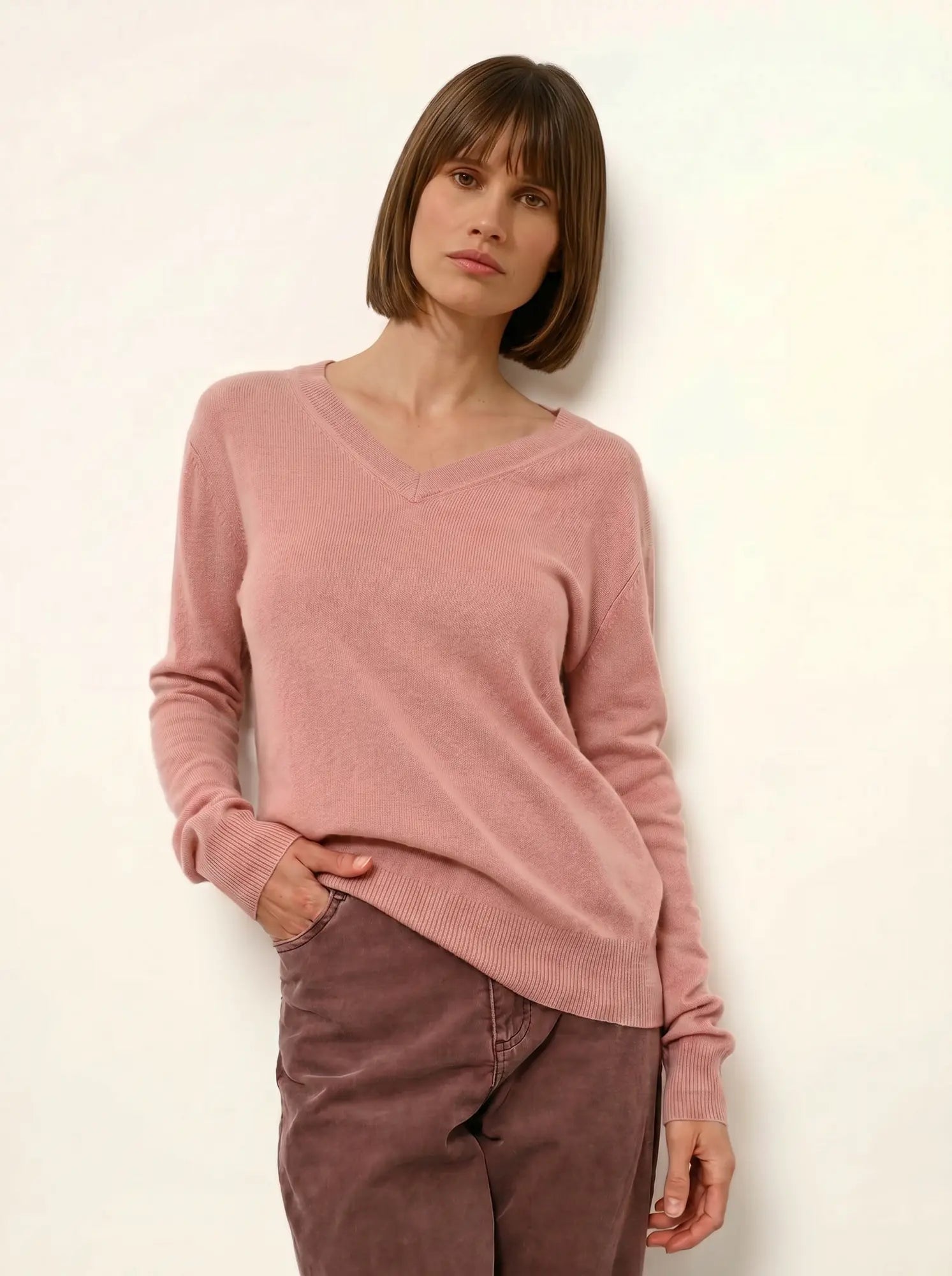 NORA pullover v-ausschnitt bois de rosa