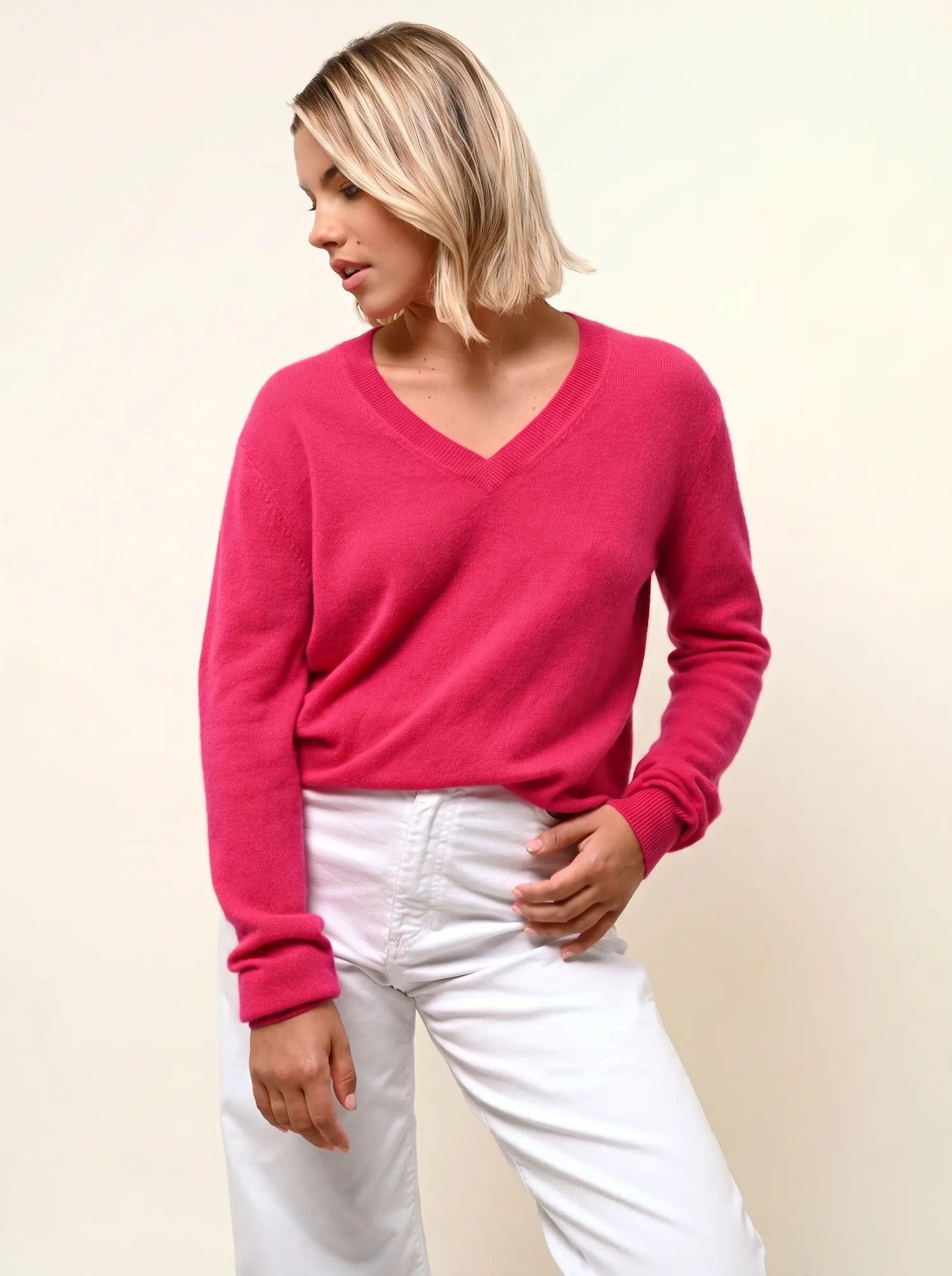 NORA pullover v-ausschnitt fuchsia