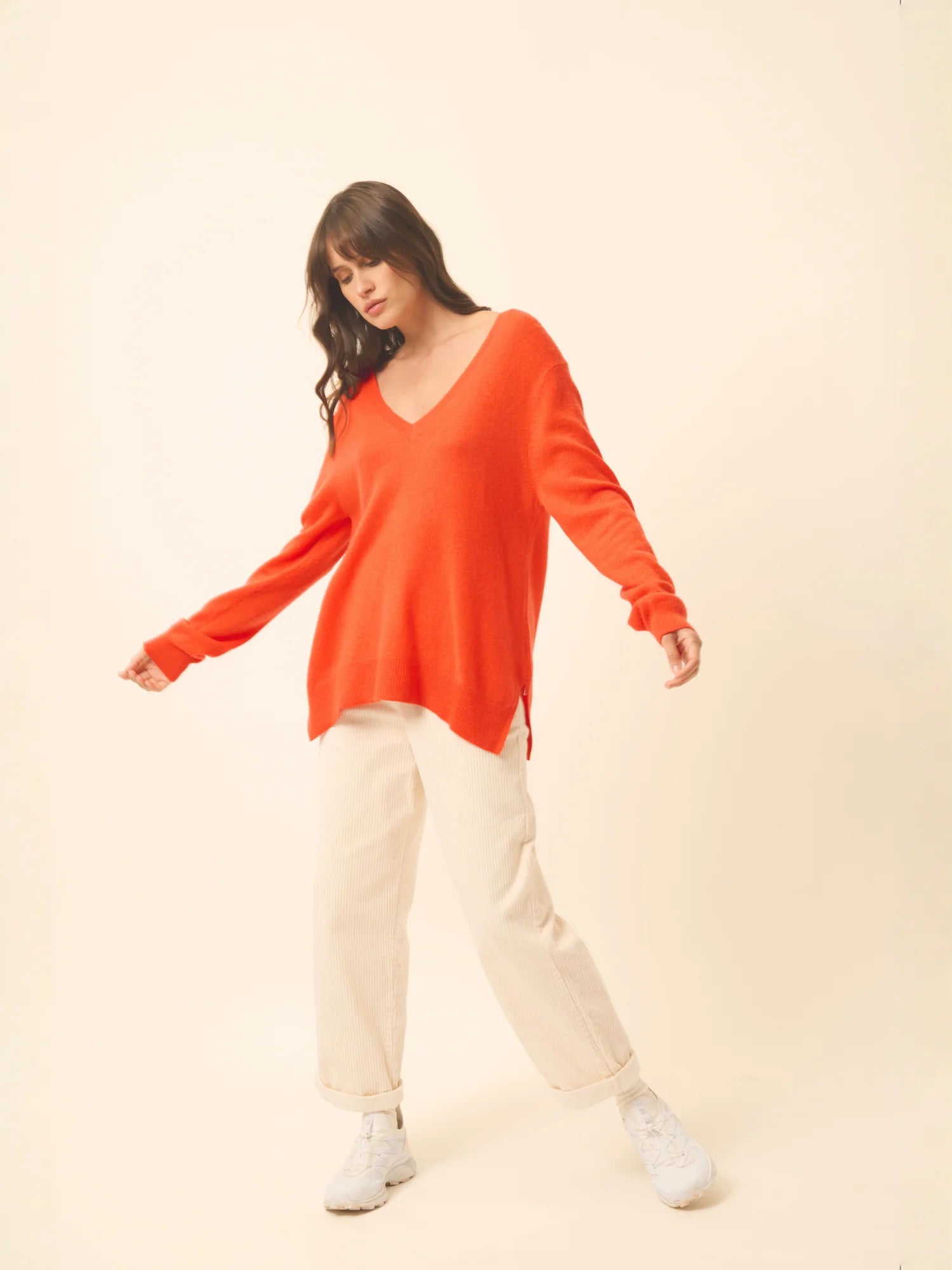 OPAL pullover v-ausschnitt vorne und hinten orange