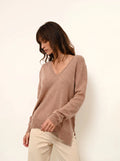 OPAL pullover v-ausschnitt vorne und hinten camel meliert