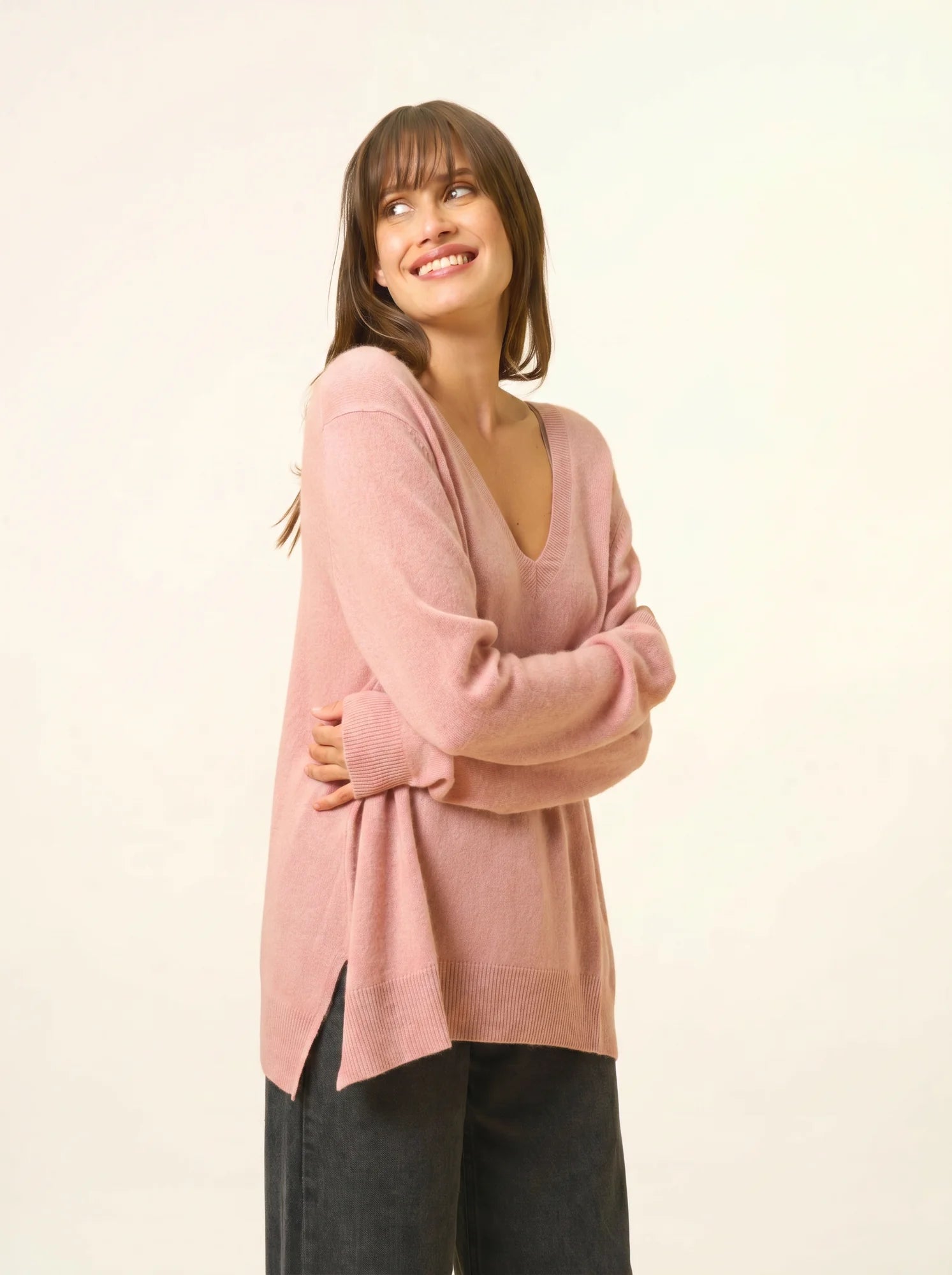 OPAL pullover v-ausschnitt vorne und hinten bois de rosa