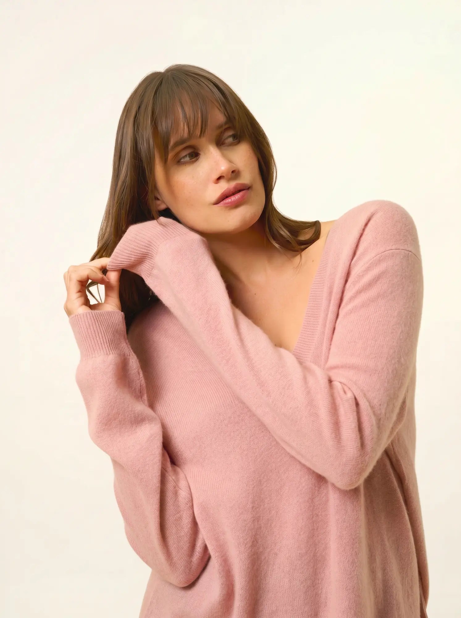 OPAL pullover v-ausschnitt vorne und hinten bois de rosa