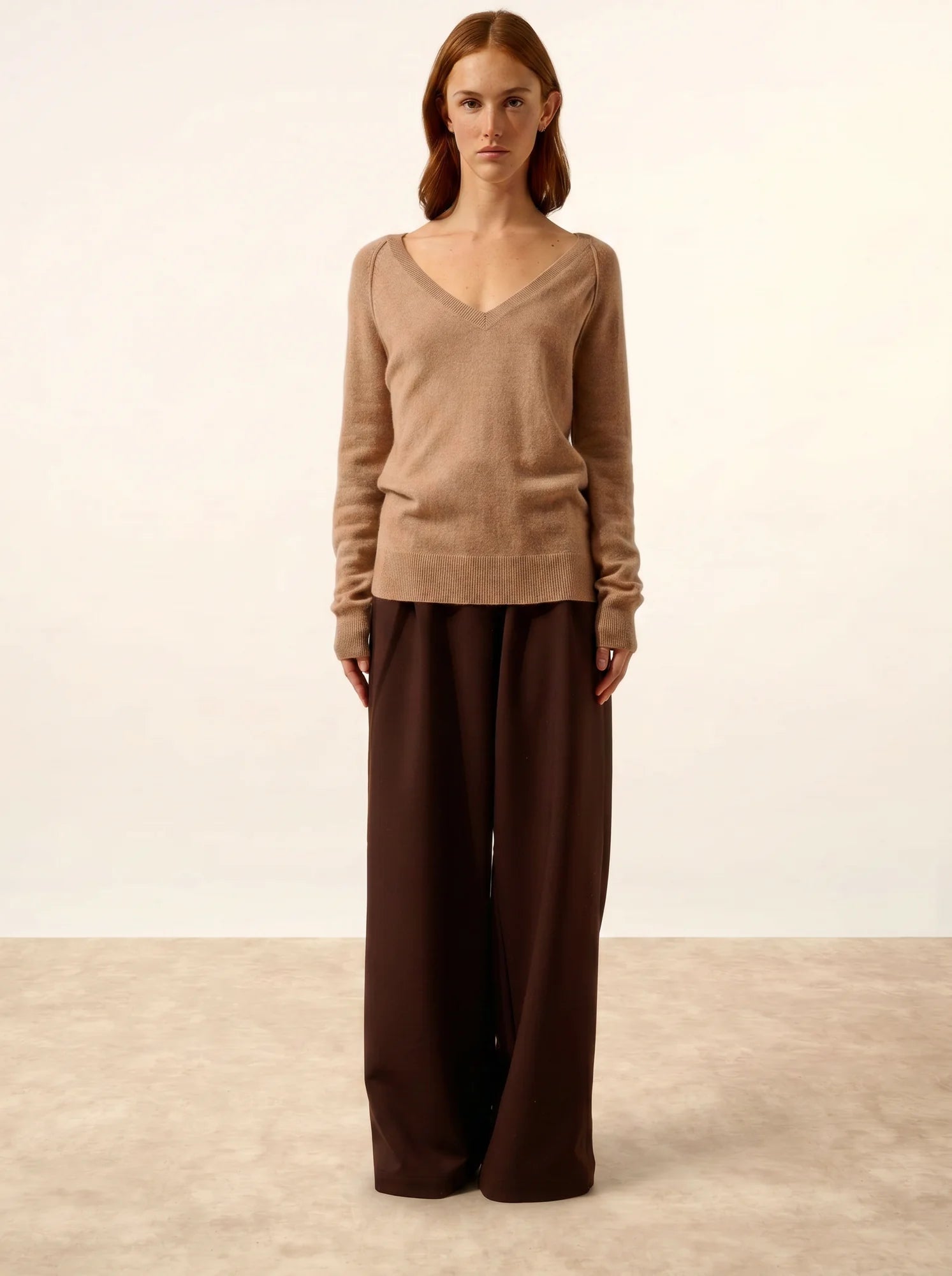 PHOEBE pull col V camel chiné