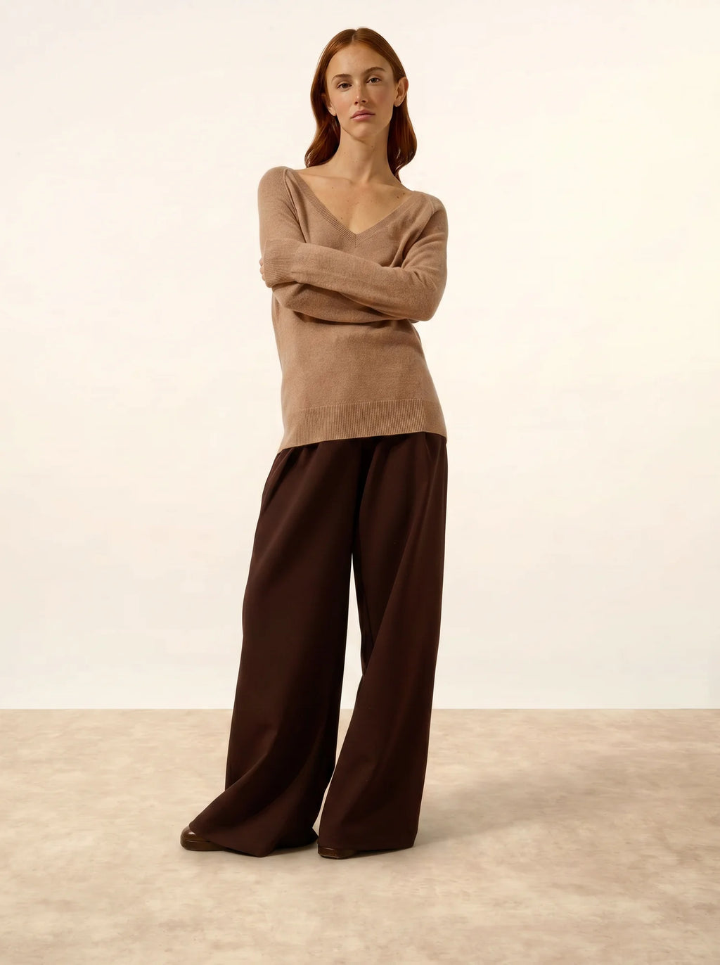 PHOEBE pull col V camel chiné
