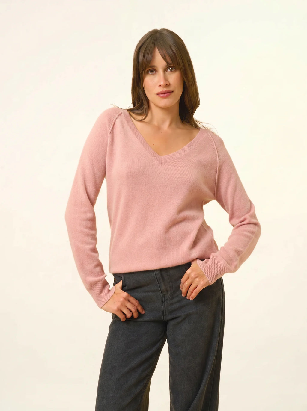 PHOEBE pull col V bois de rose