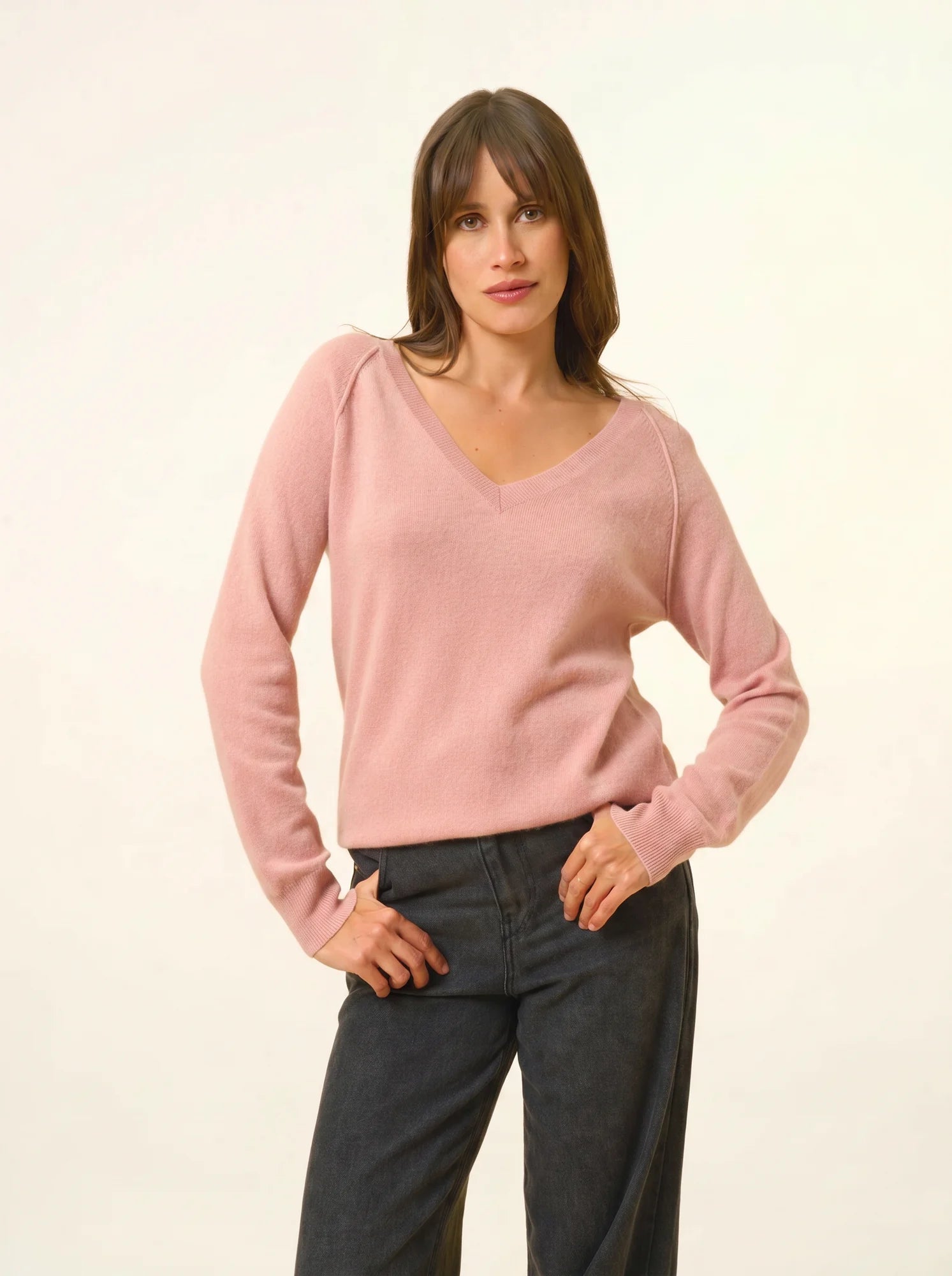 PHOEBE pull col V bois de rose