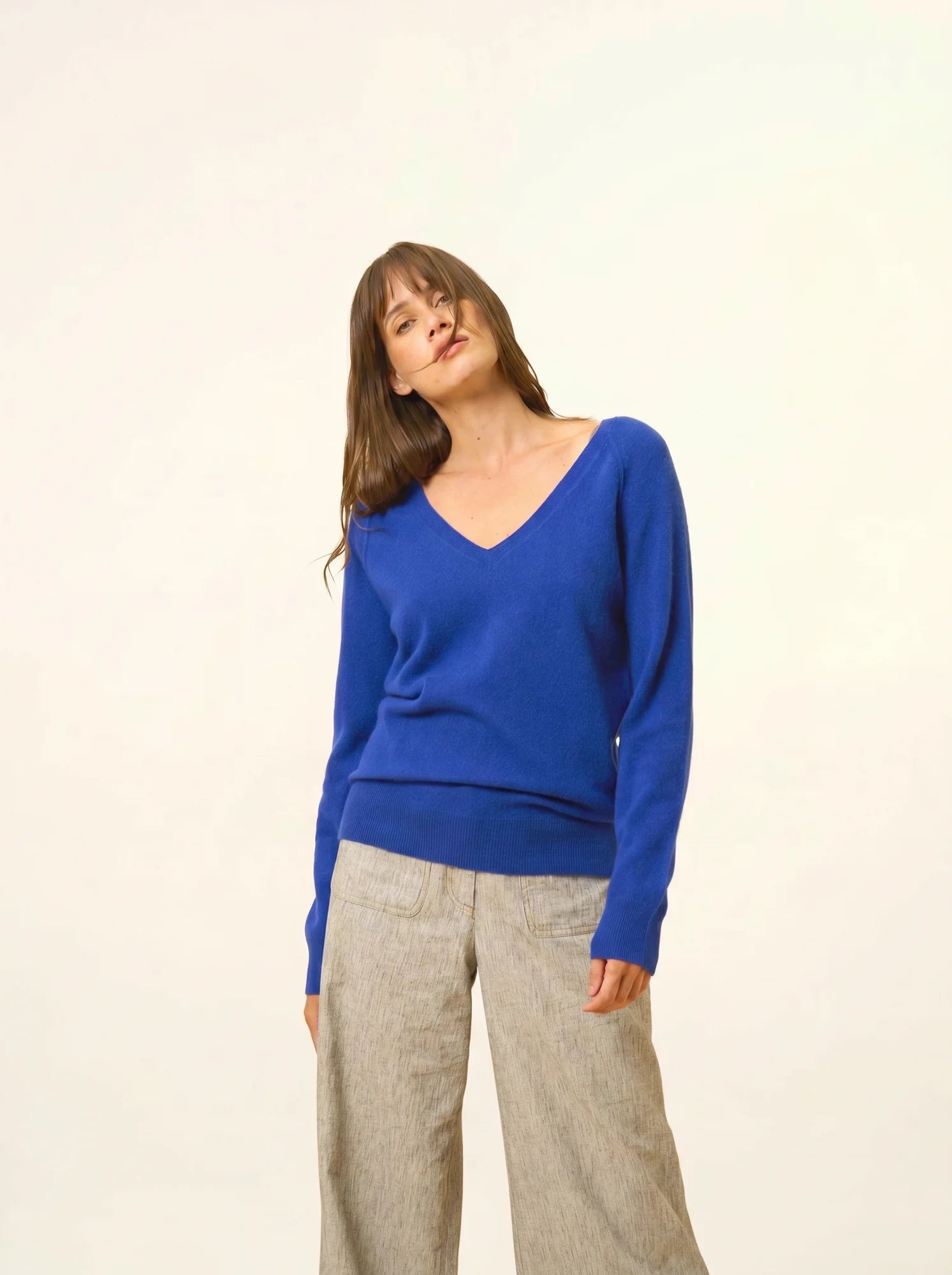 PHOEBE pullover v-ausschnitt ultramarin