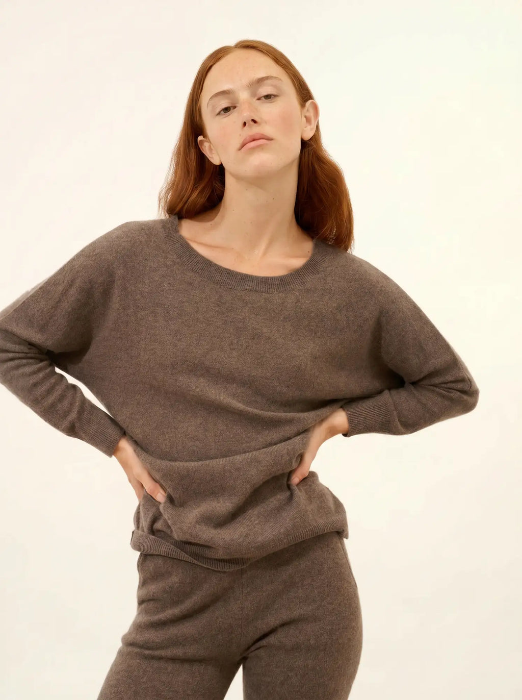 REBECCA pullover chauve souris taupe meliert
