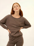 REBECCA pullover chauve souris taupe meliert