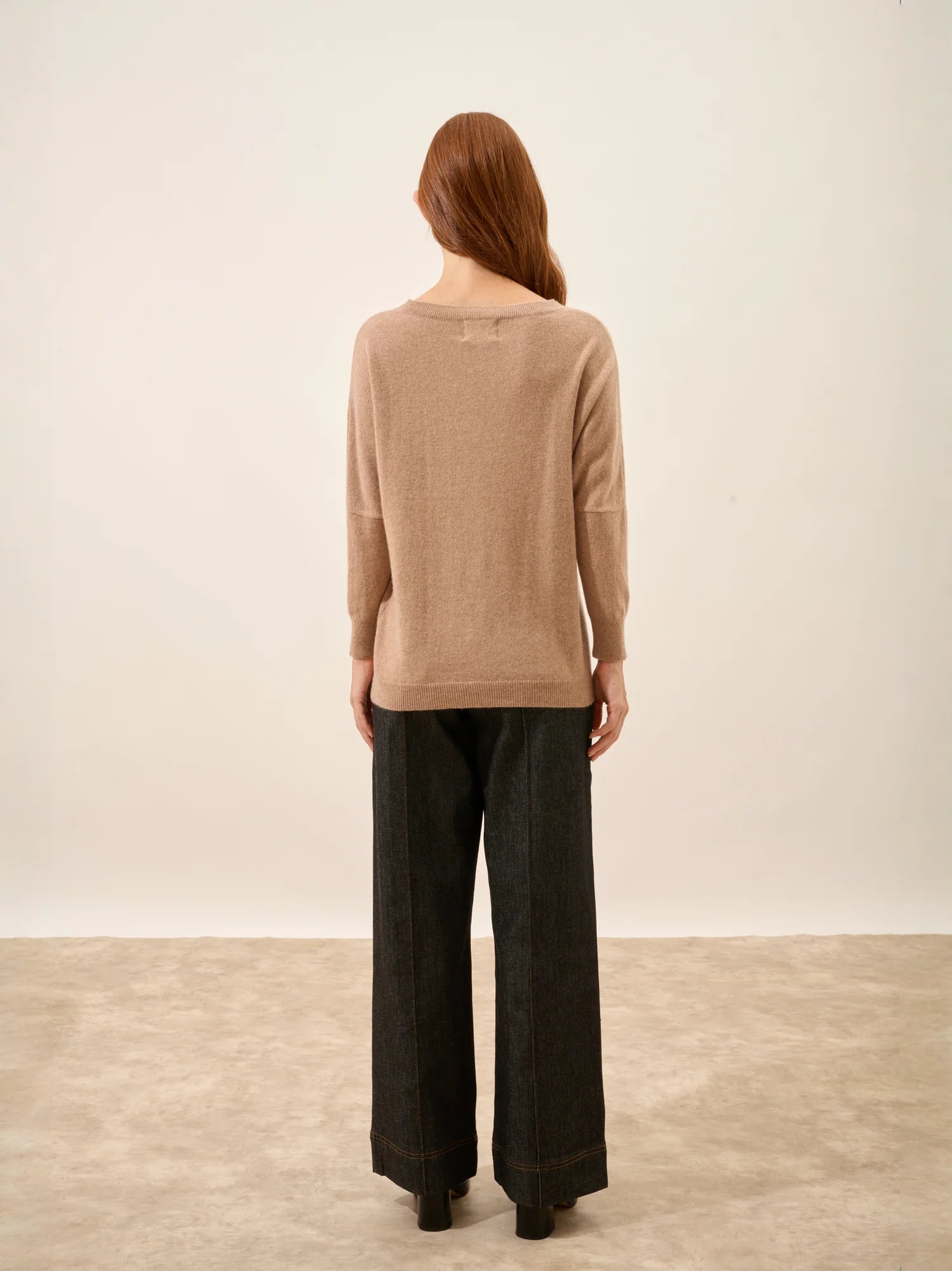 REBECCA pull chauve souris camel chiné