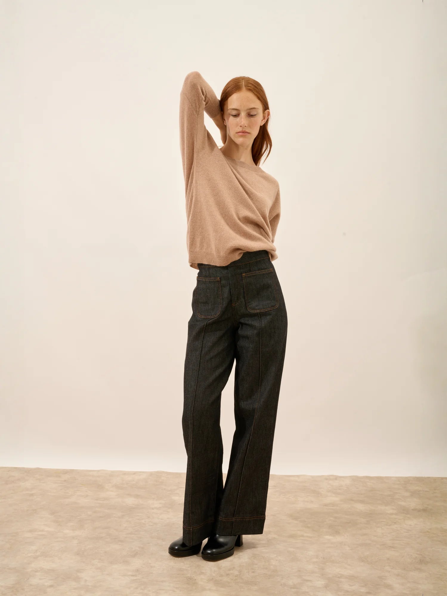 REBECCA pull chauve souris camel chiné