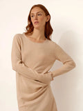 SUSAN kleid rundhalsausschnitt sand