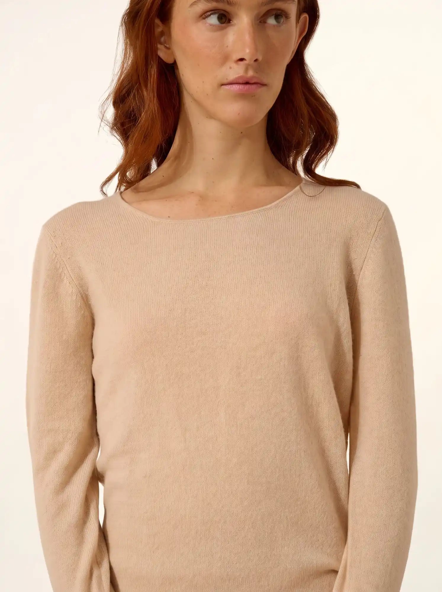 SUSAN kleid rundhalsausschnitt sand