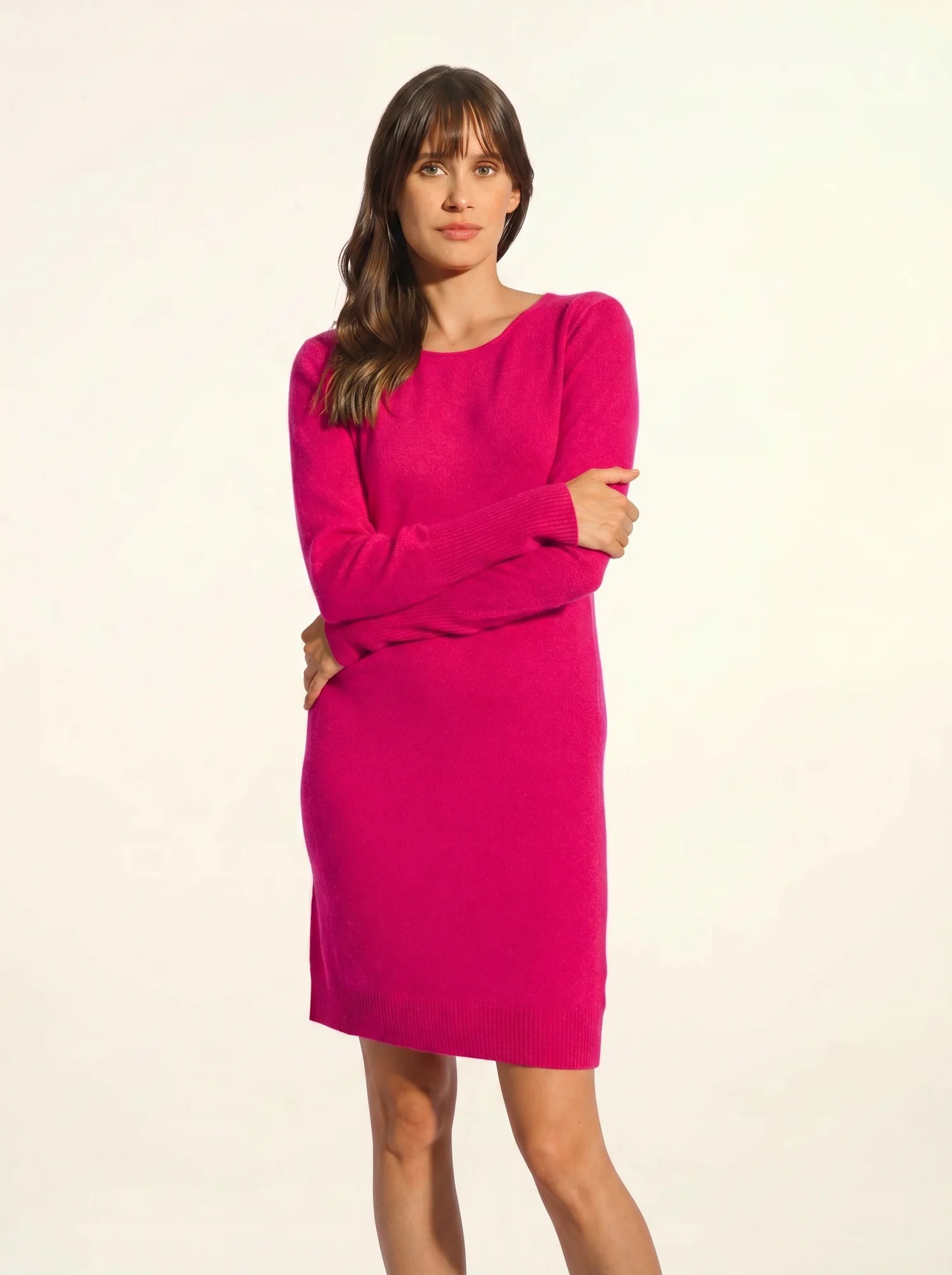 SUSAN robe col rond fuchsia