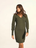 TRACY kleid v-ausschnitt khaki