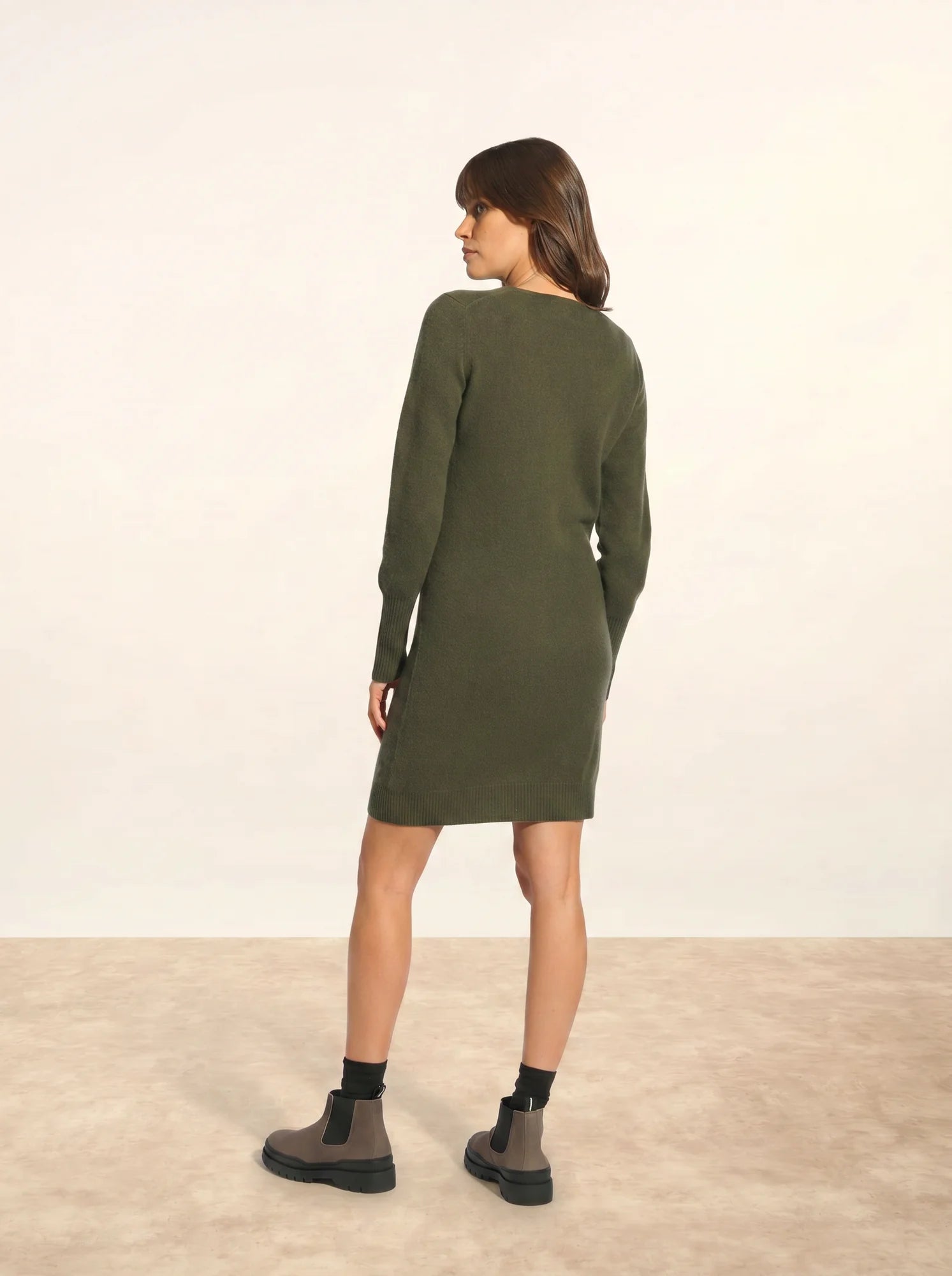 TRACY kleid v-ausschnitt khaki