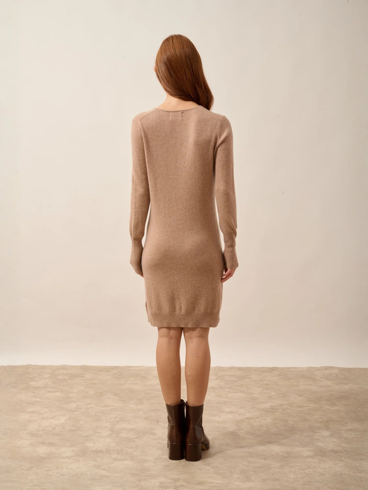 TRACY kleid v-ausschnitt camel meliert