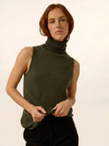 VIOLET pullover rollkragen ärmellos khaki