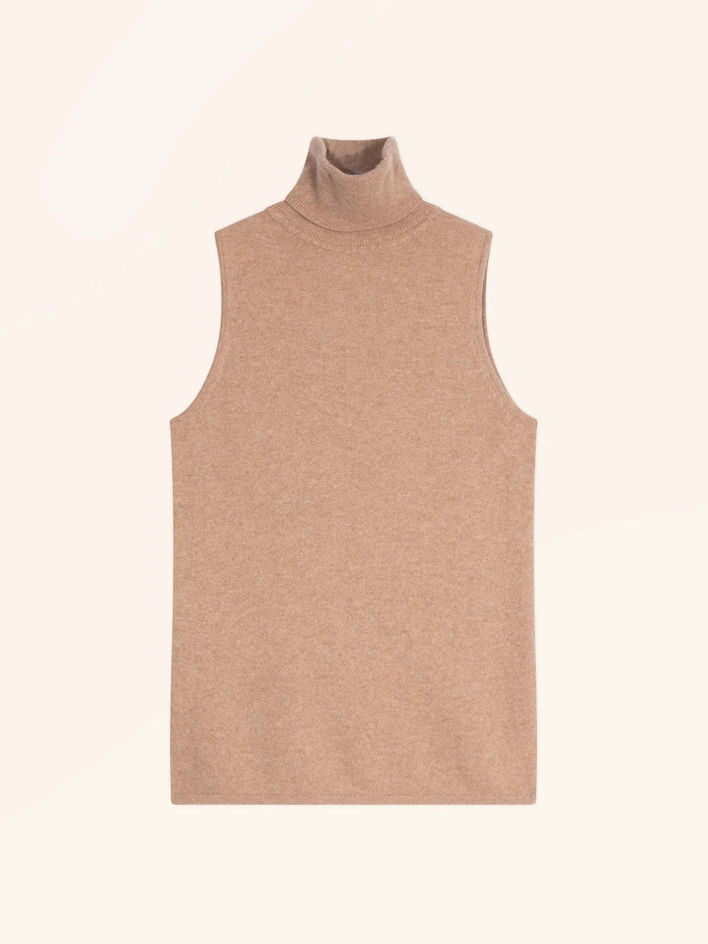 VIOLET pullover rollkragen ärmellos camel meliert