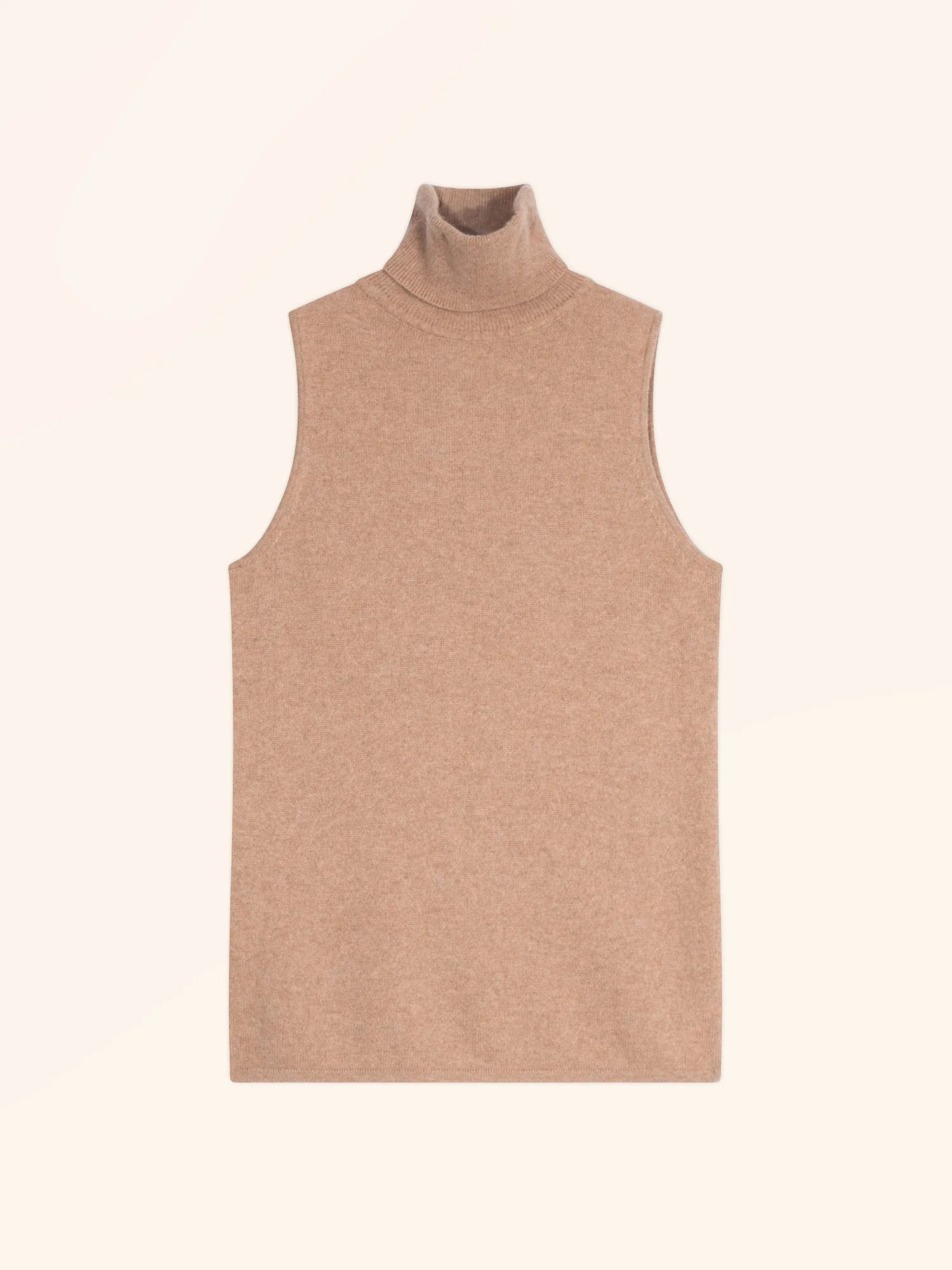 VIOLET pullover rollkragen ärmellos camel meliert