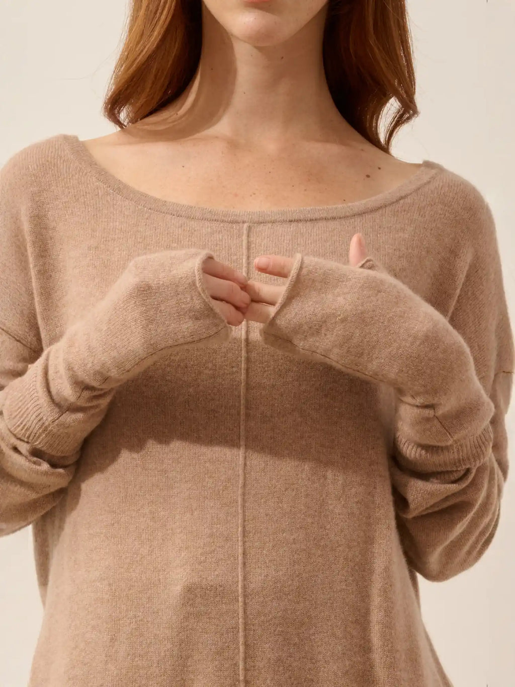 ZOE fingerlose handschuhe camel meliert