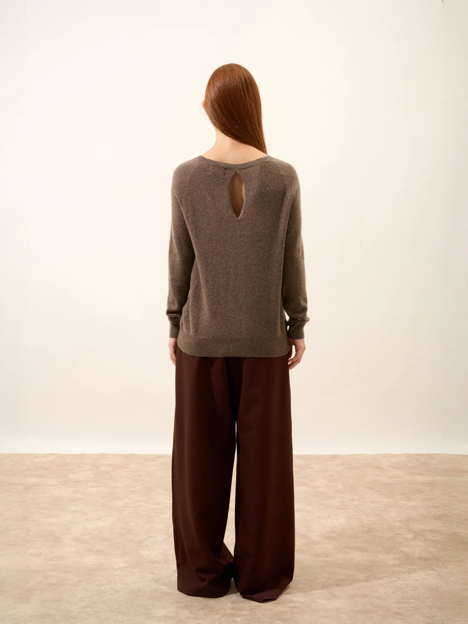 ABIGAILE pullover u-boot-ausschnitt tropfen hinten taupe meliert