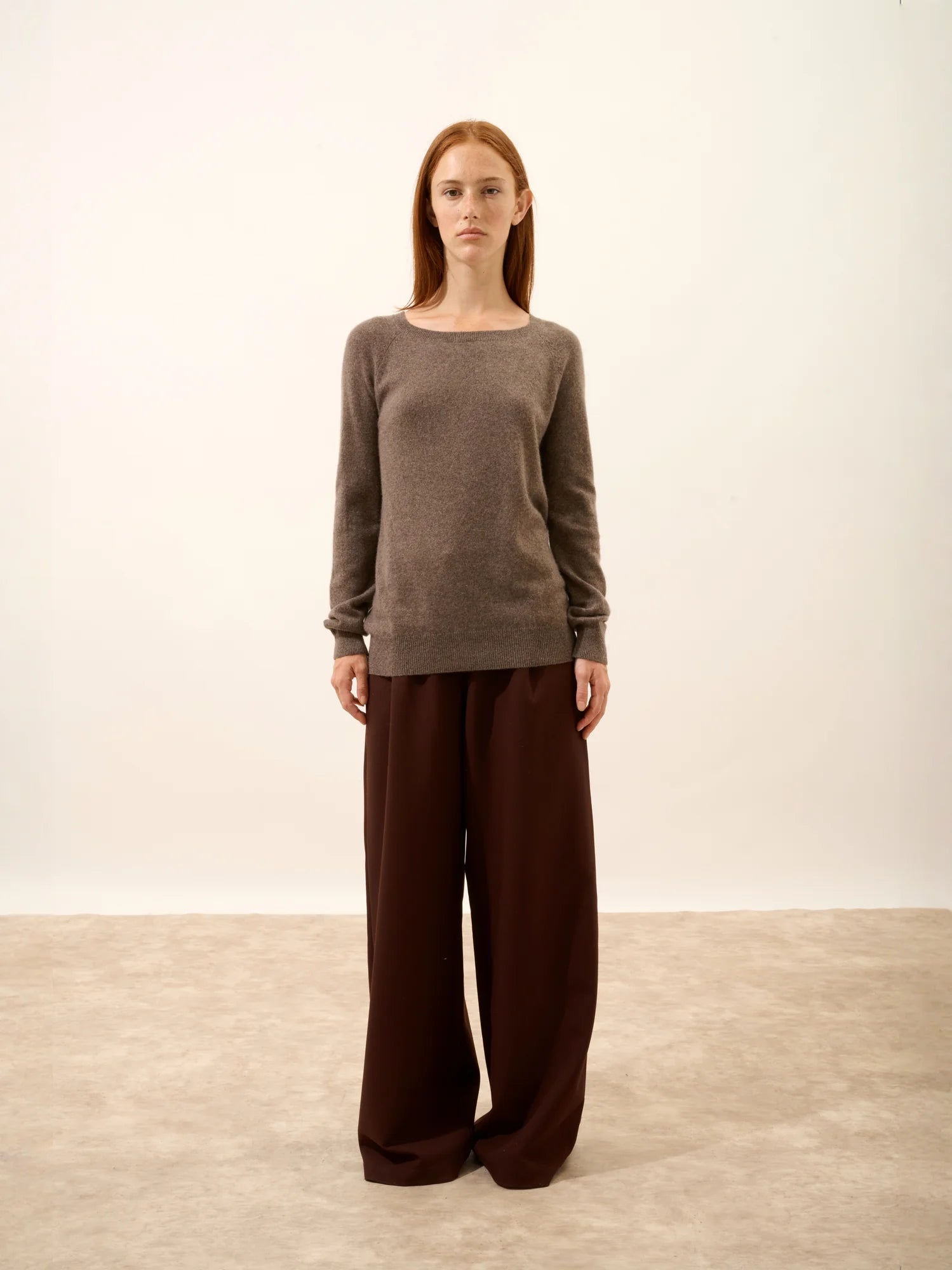 ABIGAILE pullover u-boot-ausschnitt tropfen hinten taupe meliert