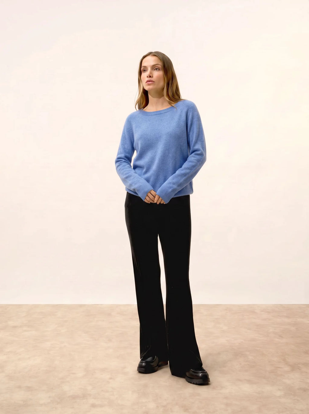 ABIGAILE Sweater Boat Neck Drop Back Sky