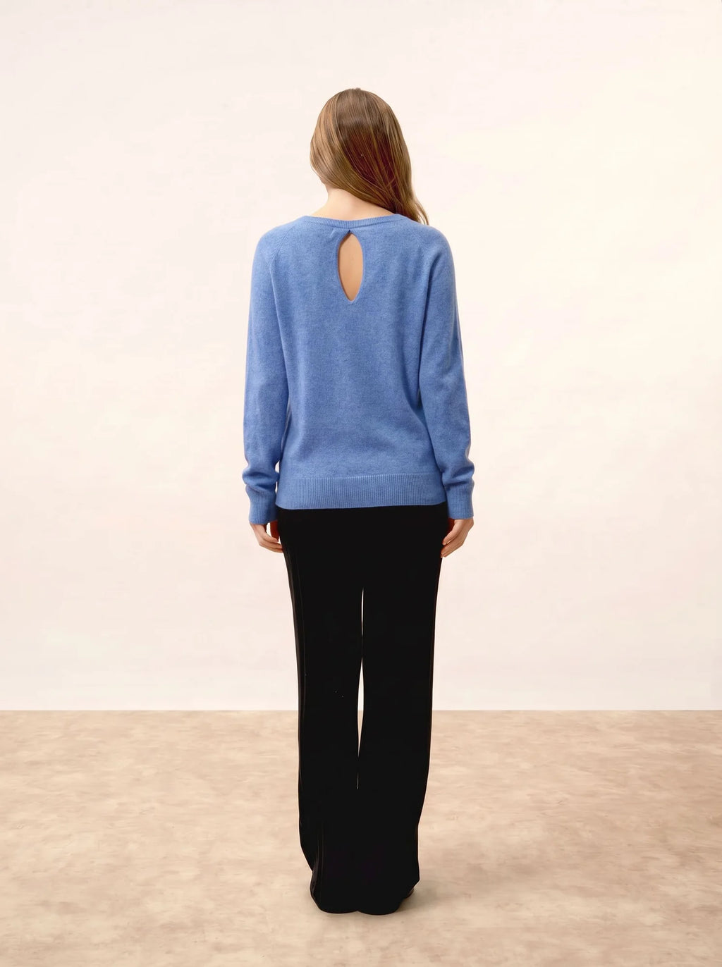 ABIGAILE Sweater Boat Neck Drop Back Sky