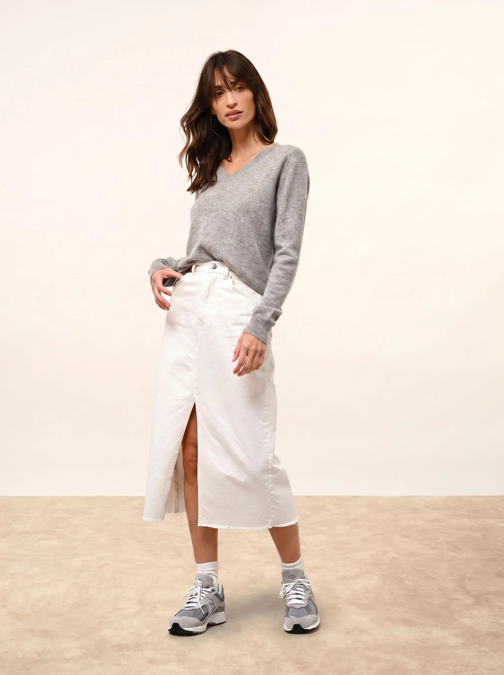 NORA pullover v-ausschnitt wolke meliert