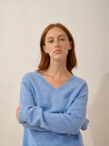 NORA pullover v-ausschnitt himmelblau