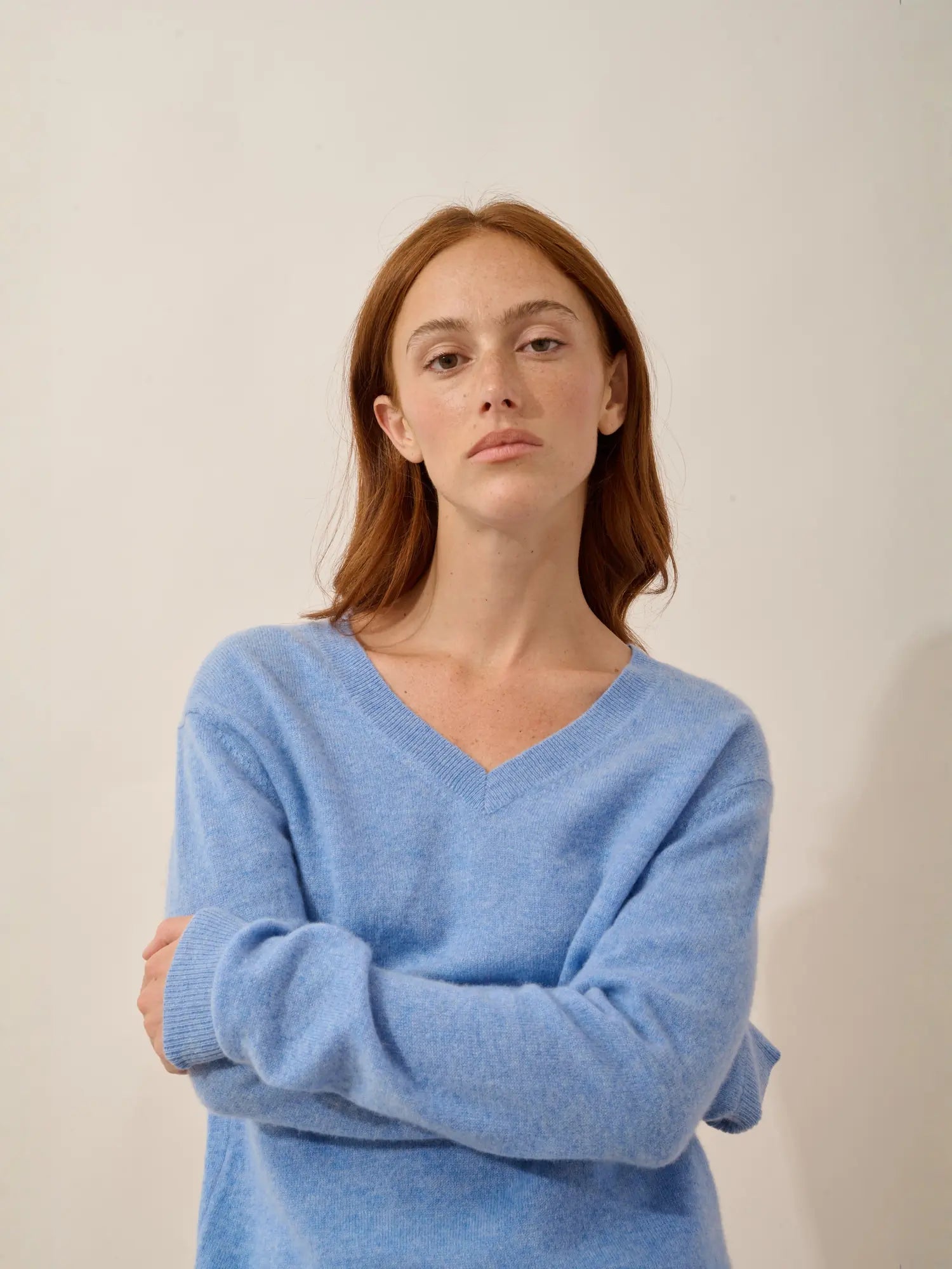 NORA pullover v-ausschnitt himmelblau