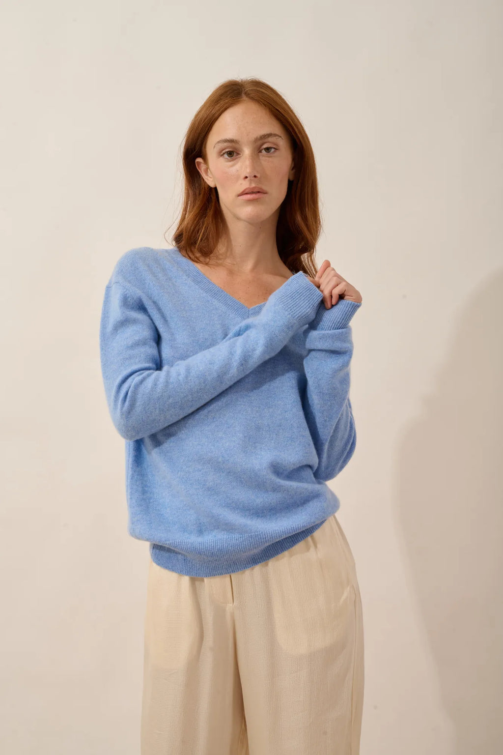 NORA pullover v-ausschnitt himmelblau
