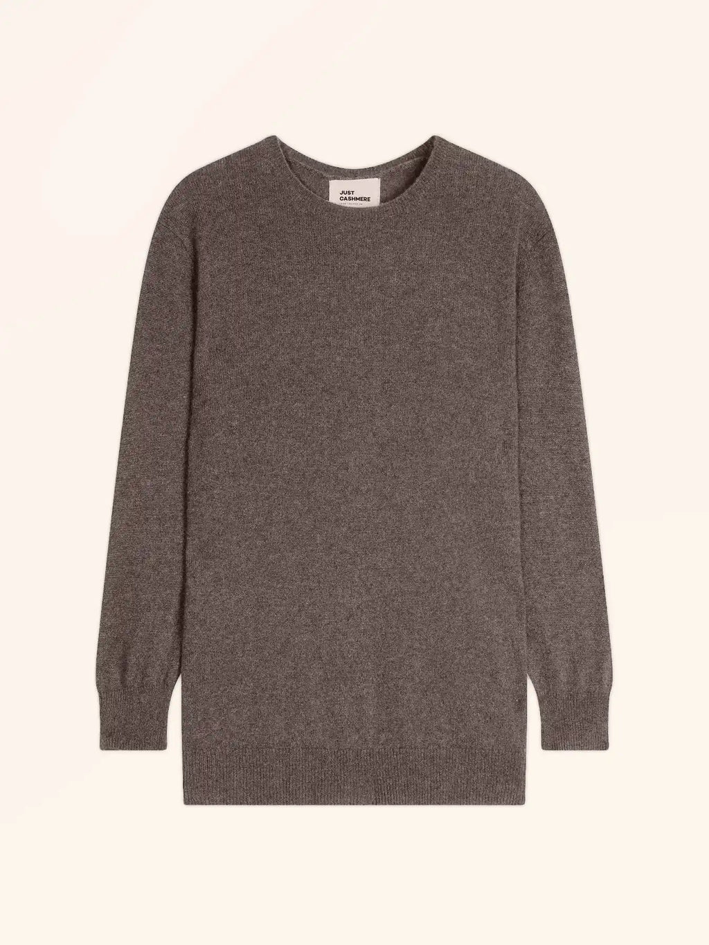 JANICE pullover rundhalsausschnitt geknöpft hinten taupe meliert