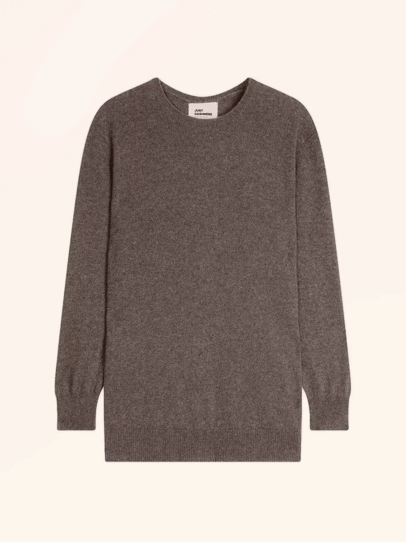 JANICE pullover rundhalsausschnitt geknöpft hinten taupe meliert