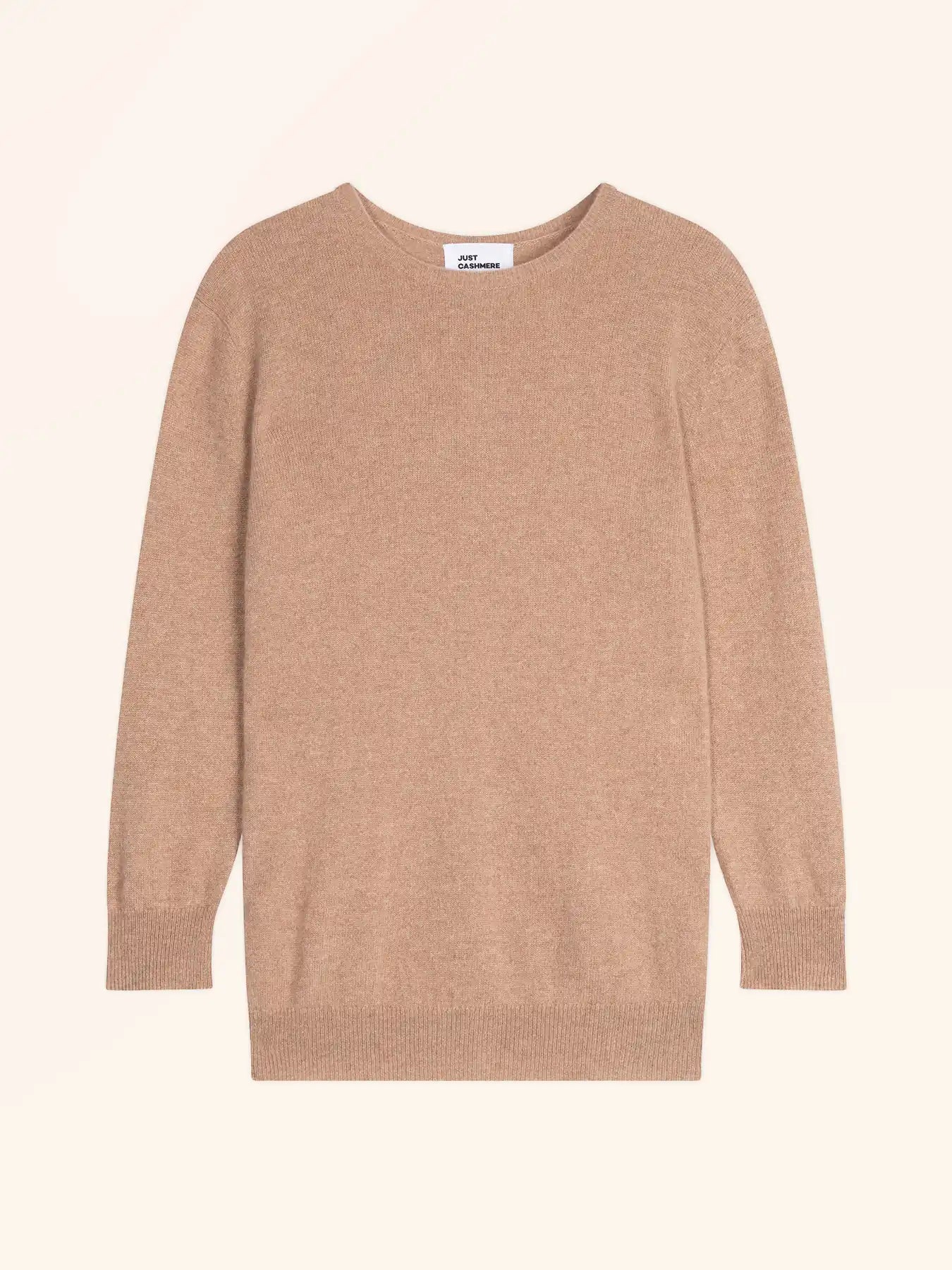 JANICE pullover rundhalsausschnitt geknöpft hinten camel meliert