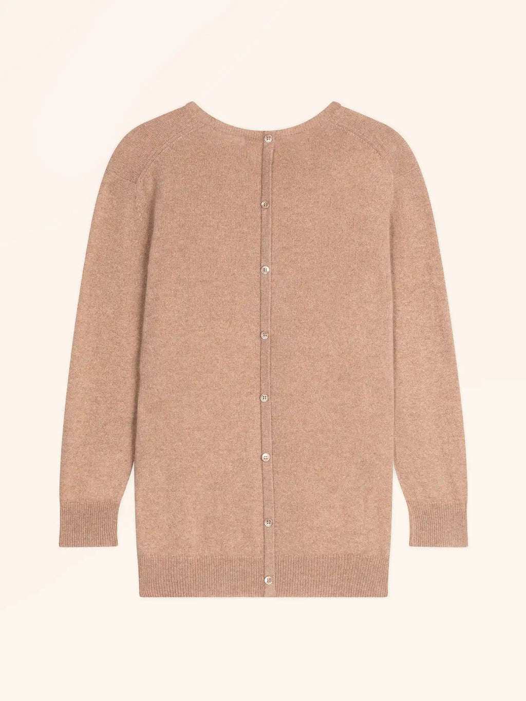 JANICE pullover rundhalsausschnitt geknöpft hinten camel meliert
