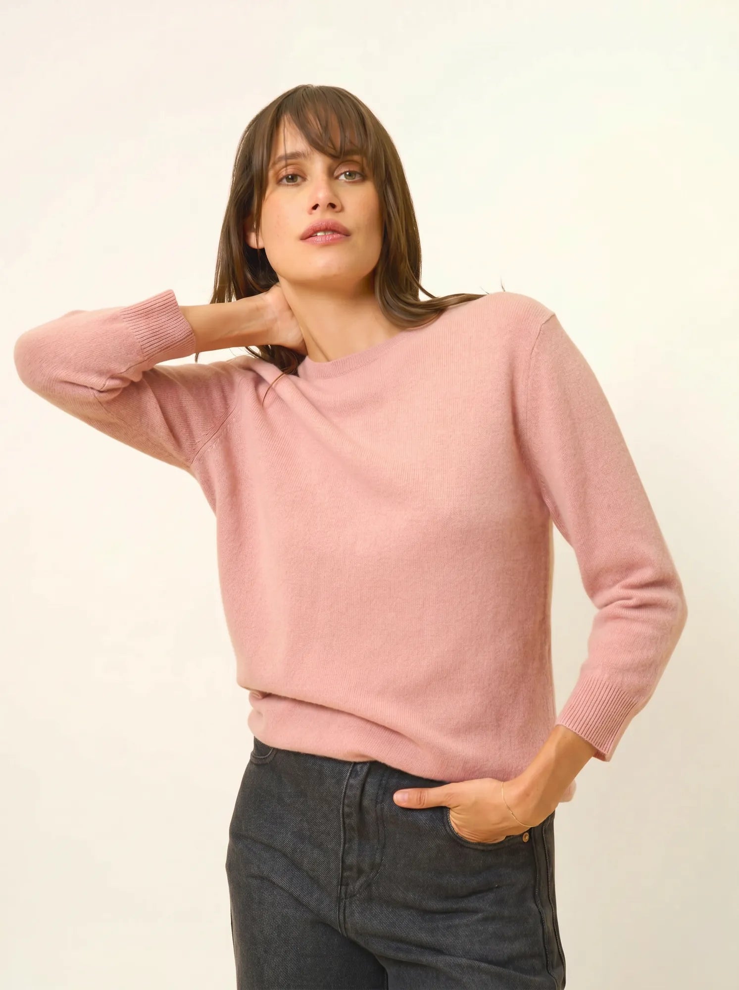 JANICE pullover rundhalsausschnitt geknöpft hinten bois de rosa