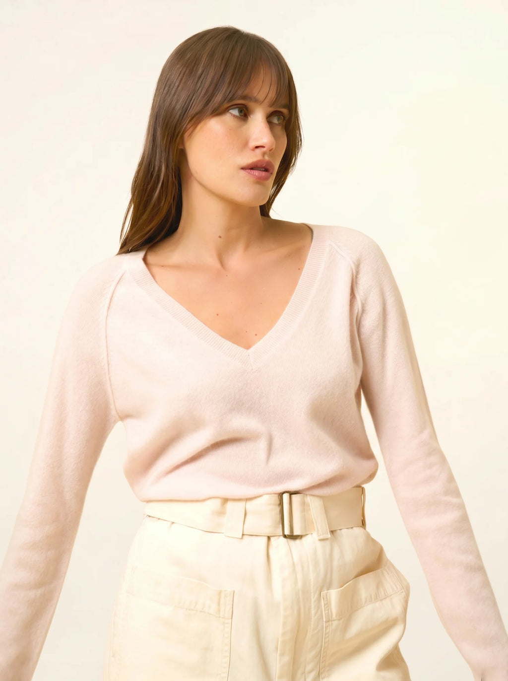 PHOEBE pullover v-ausschnitt poudre