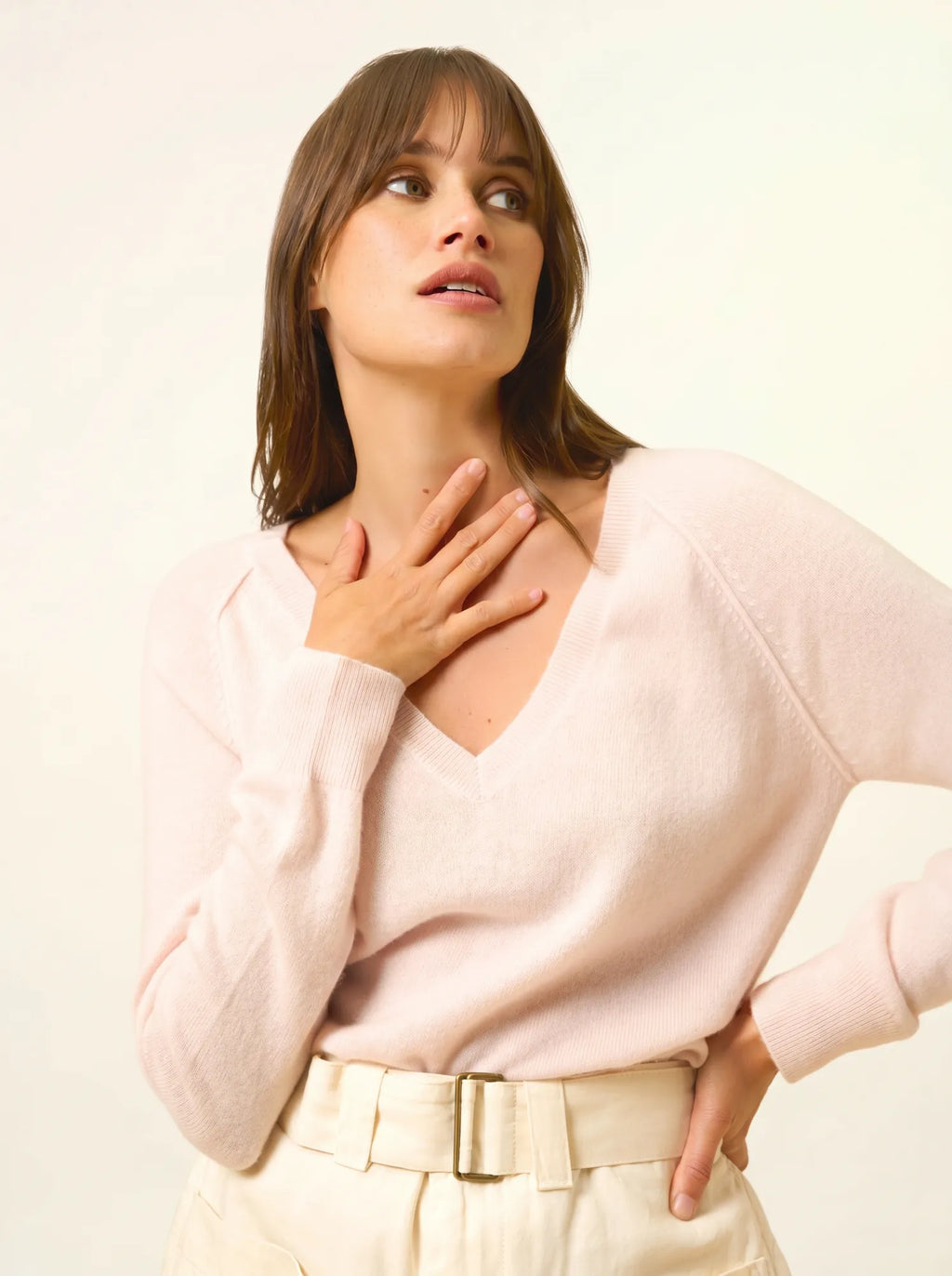 PHOEBE pullover v-ausschnitt poudre