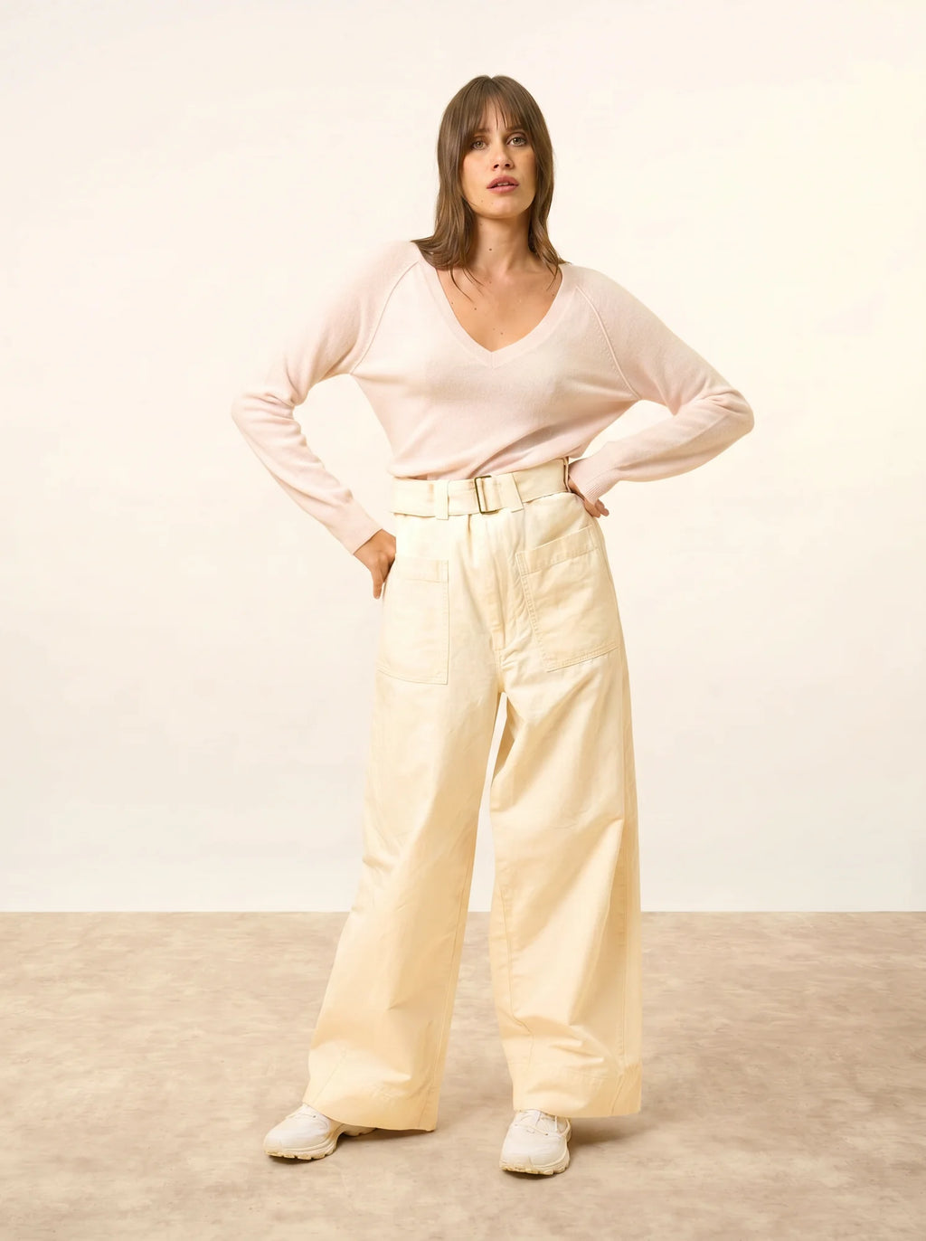 PHOEBE pullover v-ausschnitt poudre