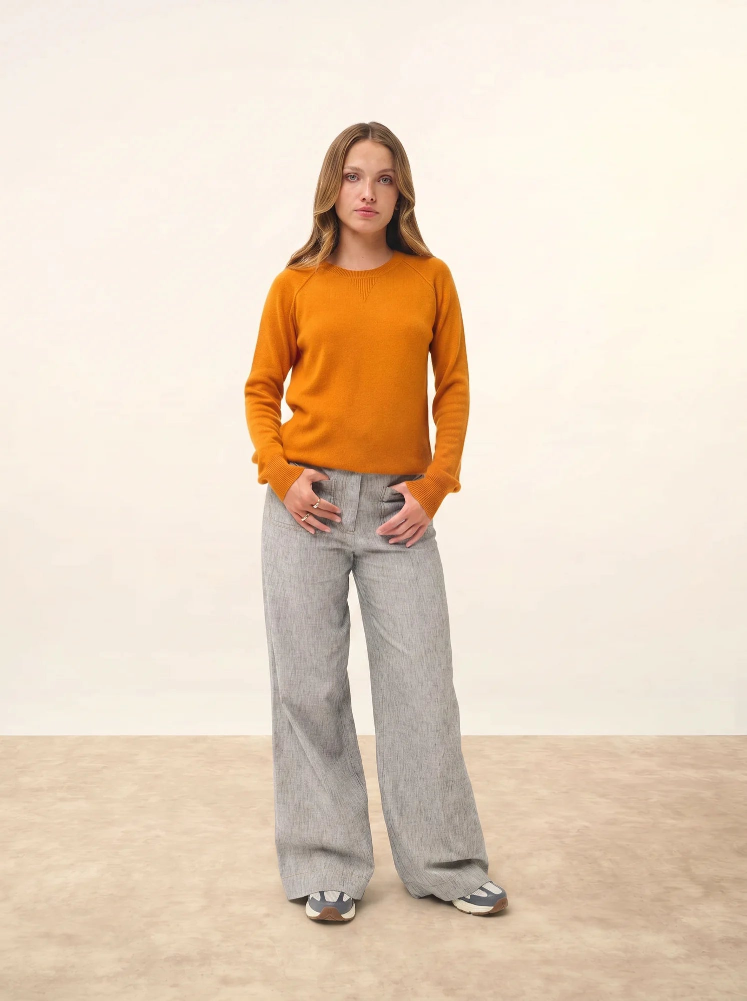 HELEN pullover rundhalsausschnitt ocre
